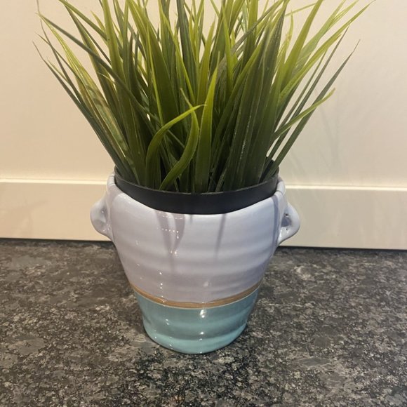 Ceramic Flower Pot Blue and Gold - Picture 5 of 6